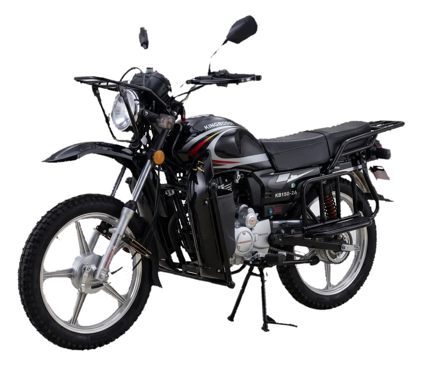 Kingbossi KB150-2A motorcycle, black enduro-styled model on knobby tyres